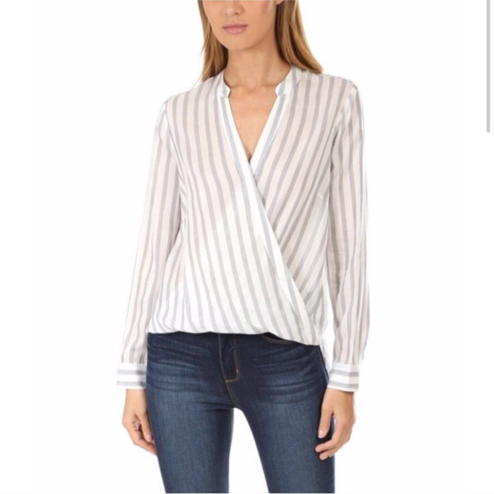 L’AGENCE Kyla Striped Surplice Blouse XS
